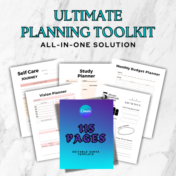 115-Page Ultimate Planner Template Pack for Canva